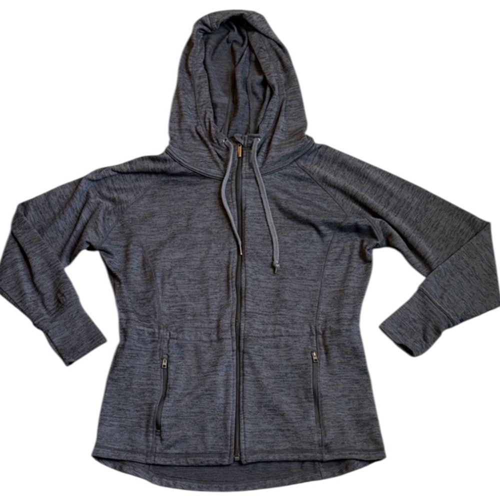 Athleta No Sweat Hooded Jacket Women’s S Flint Gray Full-Zip Athleisure Yoga